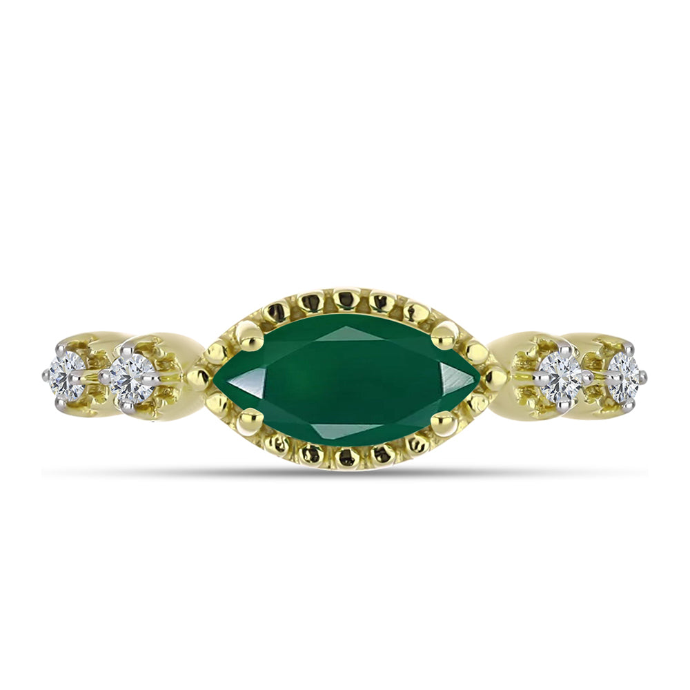 Inel din Argint 925 Placat cu Aur ( 2.85 grame ) cu Agat Verde și Topaz Alb 0.99 Carate 1 