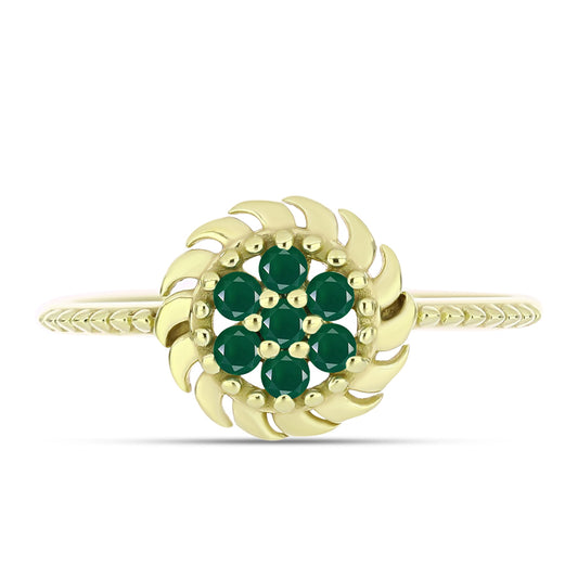 Inel din Argint 925 Placat cu Aur ( 2.62 grame ) cu Agat Verde 0.22 Carate