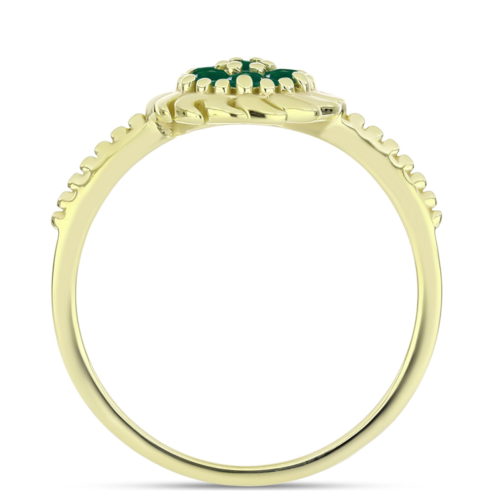Inel din Argint 925 Placat cu Aur ( 2.62 grame ) cu Agat Verde 0.22 Carate 2 