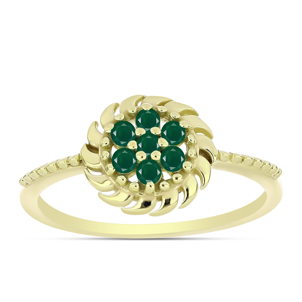 Inel din Argint 925 Placat cu Aur ( 2.62 grame ) cu Agat Verde 0.22 Carate 3 