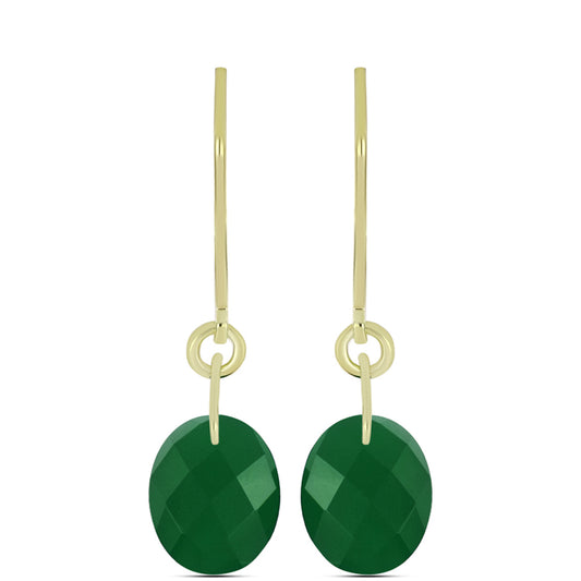 Cercei din Argint 925 Placat cu Aur ( 1 grame ) cu Agat Verde 4.33 Carate