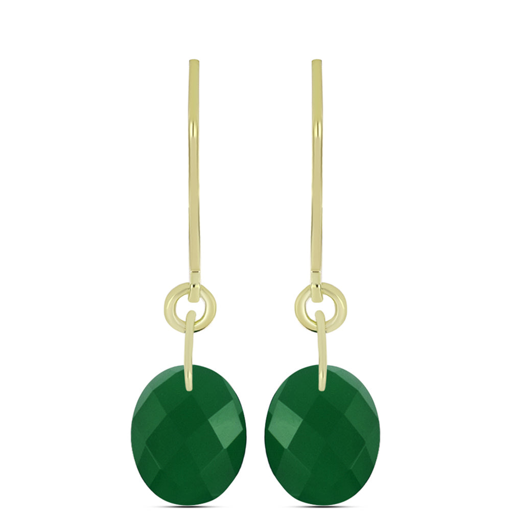 Cercei din Argint 925 Placat cu Aur ( 1 grame ) cu Agat Verde 4.33 Carate