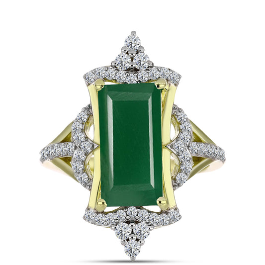 Inel din Argint 925 Placat cu Aur ( 4.76 grame ) cu Agat Verde și Topaz Alb 4.26 Carate