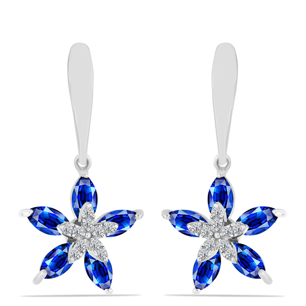 Cercei din Argint 925 ( 4.29 grame ) cu Safir Albastru Australian și Topaz Alb 4.09 Carate