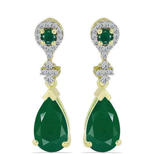 Cercei din Argint 925 Placat cu Aur ( 4.15 grame ) cu Agat Verde 4.89 Carate