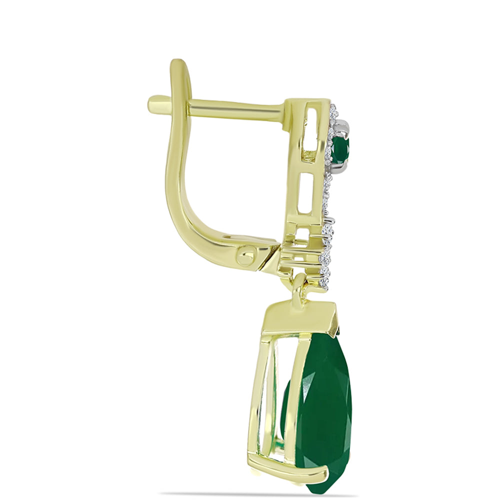 Cercei din Argint 925 Placat cu Aur ( 4.15 grame ) cu Agat Verde 4.89 Carate 2 