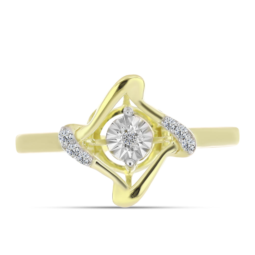 Inel din Argint 925 Placat cu Aur ( 2.57 grame ) cu Diamant Alb și Topaz Alb 0.06 Carate 1 