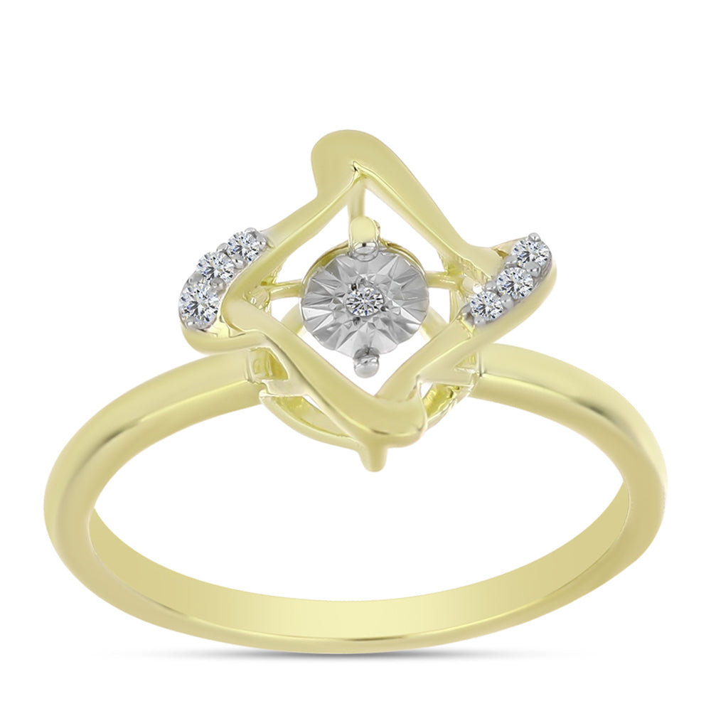 Inel din Argint 925 Placat cu Aur ( 2.57 grame ) cu Diamant Alb și Topaz Alb 0.06 Carate