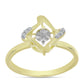 Inel din Argint 925 Placat cu Aur ( 2.57 grame ) cu Diamant Alb și Topaz Alb 0.06 Carate