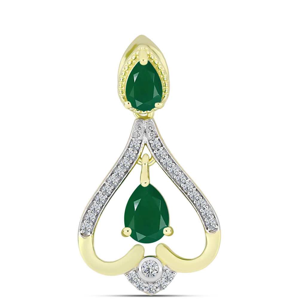 Pandantiv din Argint 925 Placat cu Aur ( 2.17 grame ) cu Agat Verde 1.18 Carate