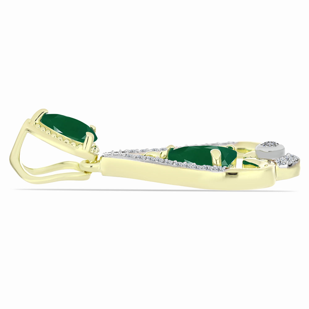 Pandantiv din Argint 925 Placat cu Aur ( 2.17 grame ) cu Agat Verde 1.18 Carate 2 