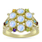 Inel din Argint 925 Placat cu Aur ( 4.72 grame ) cu Piatra Lunii Curcubeu și Ametist Marocan 2.19 Carate