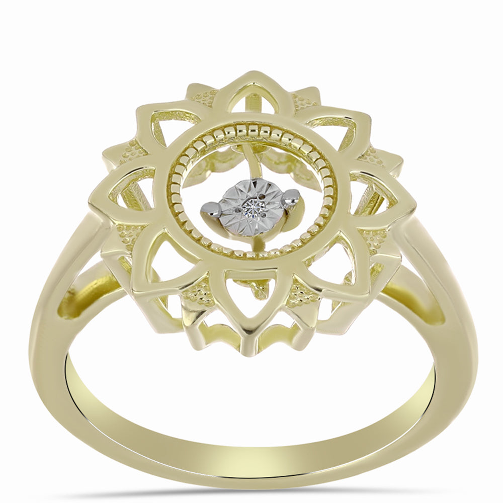 Inel din Argint 925 Placat cu Aur ( 4.05 grame ) cu Diamant Alb 0.01 Carate