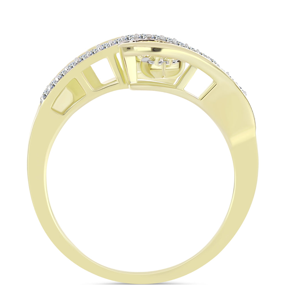 Inel din Argint 925 Placat cu Aur ( 4.01 grame ) cu Diamant Alb și Topaz Alb 0.2 Carate 2 