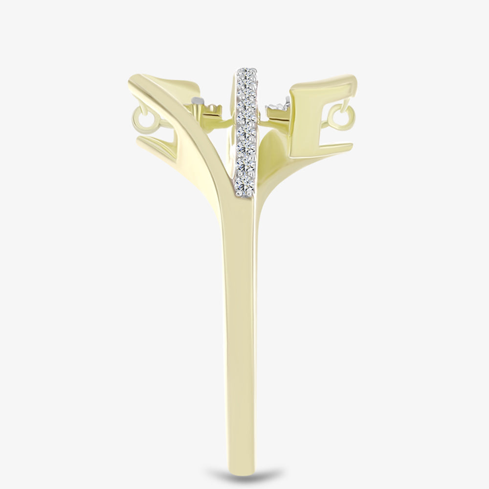 Inel din Argint 925 Placat cu Aur ( 4.01 grame ) cu Diamant Alb și Topaz Alb 0.2 Carate