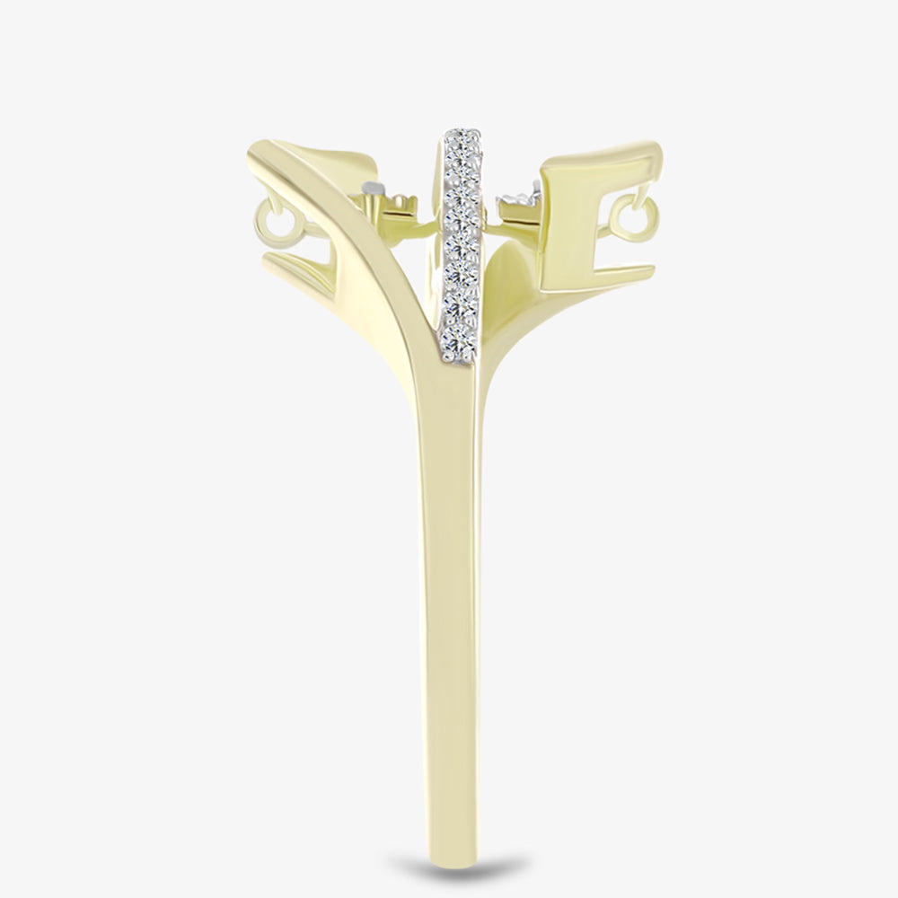 Inel din Argint 925 Placat cu Aur ( 4.01 grame ) cu Diamant Alb și Topaz Alb 0.2 Carate
