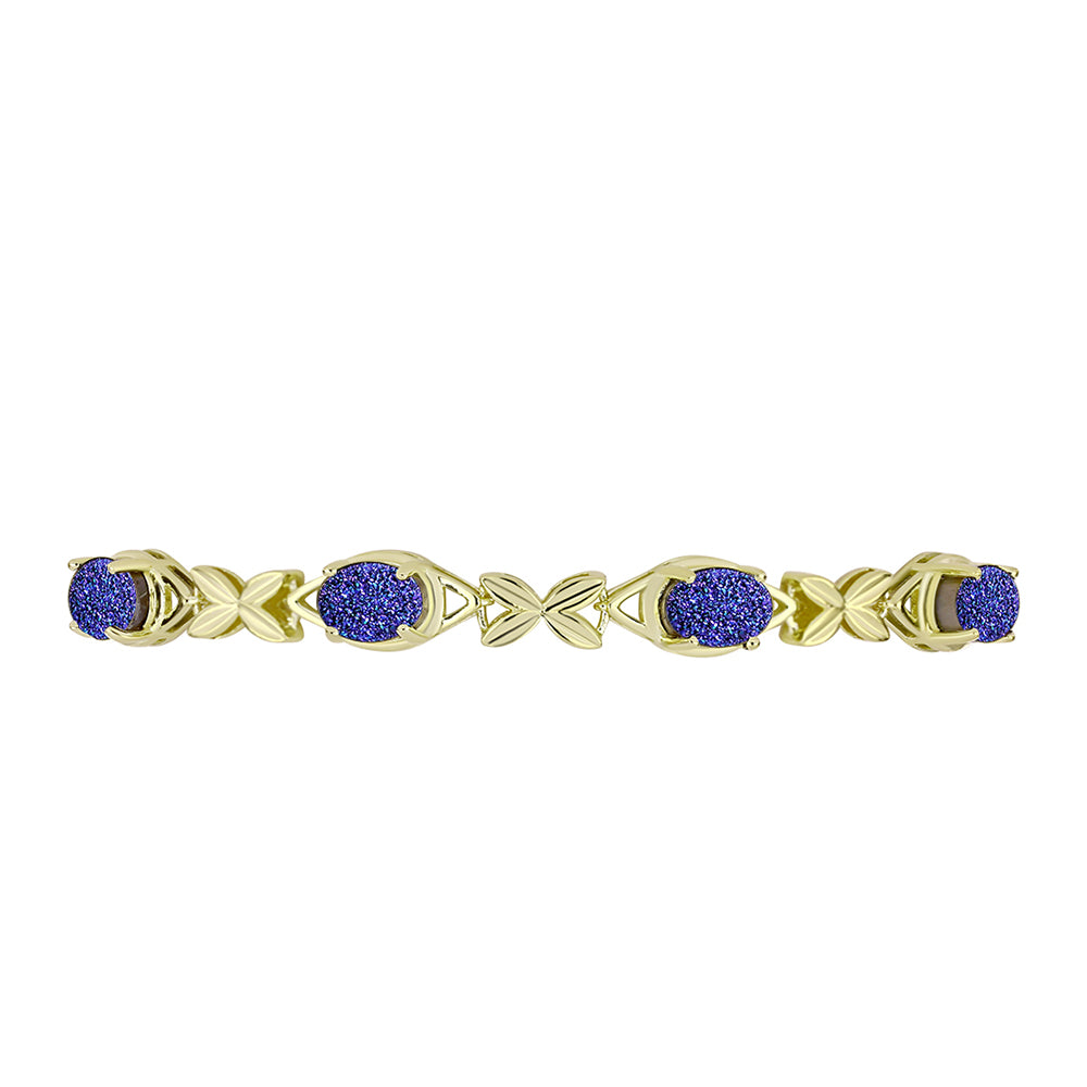 Brățară din Argint 925 Placat cu Aur ( 6.08 grame ) cu Drusă Violet 4.79 Carate 5 