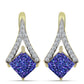 Cercei din Argint 925 Placat cu Aur ( 3.47 grame ) cu Drusă Violet și Topaz Alb 2.87 Carate