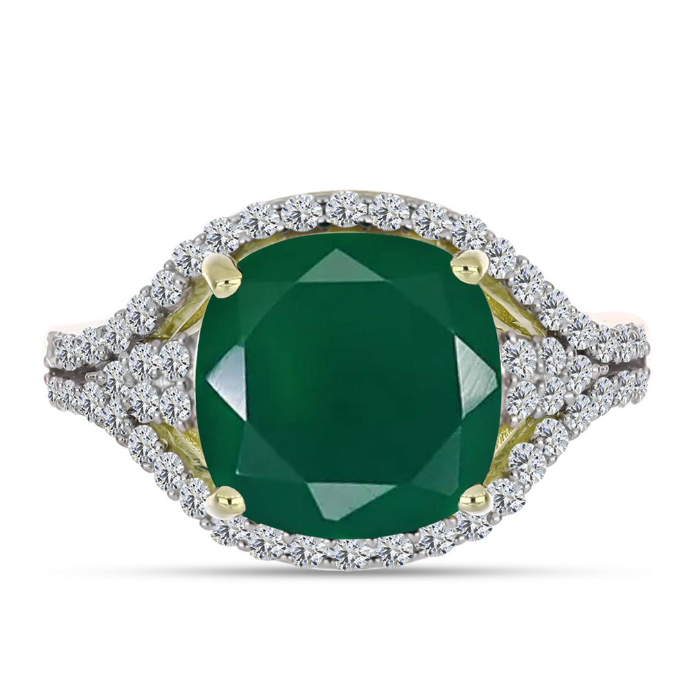 Inel din Argint 925 Placat cu Aur ( 4.94 grame ) cu Agat Verde și Topaz Alb 6.87 Carate 1 