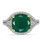 Inel din Argint 925 Placat cu Aur ( 4.94 grame ) cu Agat Verde și Topaz Alb 6.87 Carate