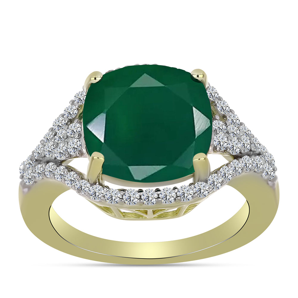 Inel din Argint 925 Placat cu Aur ( 4.94 grame ) cu Agat Verde și Topaz Alb 6.87 Carate 3 