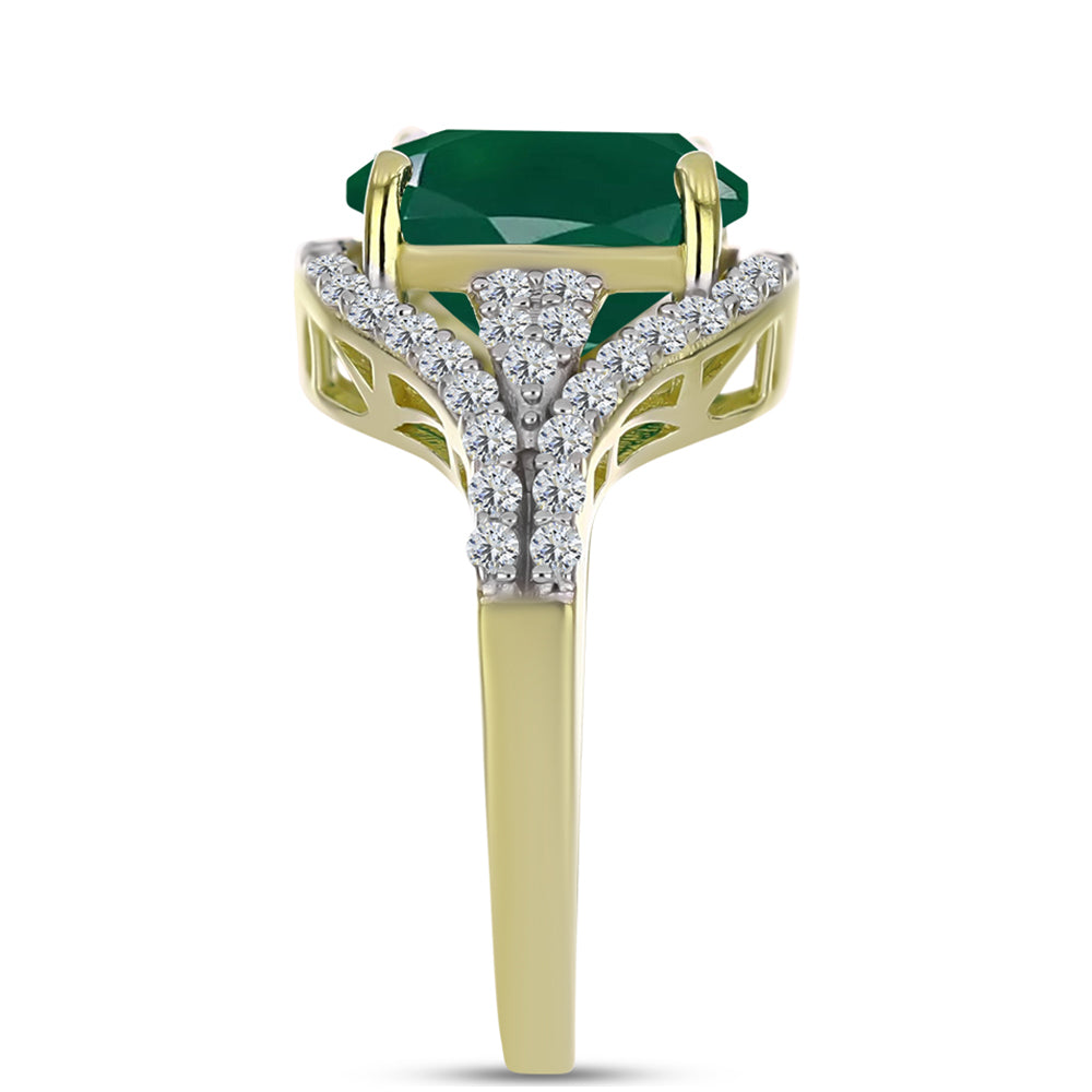 Inel din Argint 925 Placat cu Aur ( 4.94 grame ) cu Agat Verde și Topaz Alb 6.87 Carate