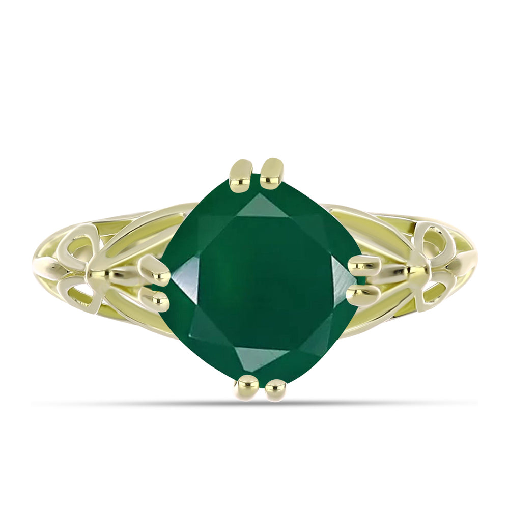 Inel din Argint 925 Placat cu Aur ( 3.04 grame ) cu Agat Verde 3.56 Carate 1 