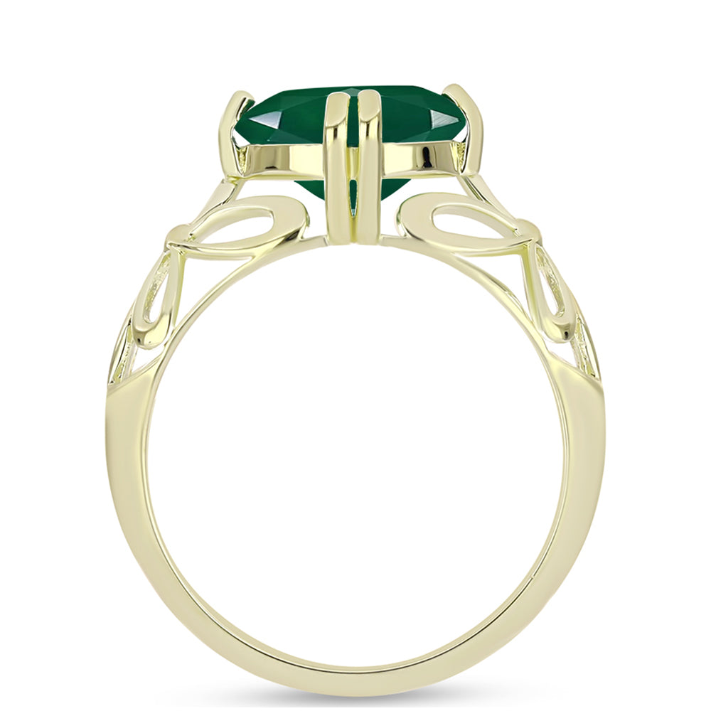 Inel din Argint 925 Placat cu Aur ( 3.04 grame ) cu Agat Verde 3.56 Carate