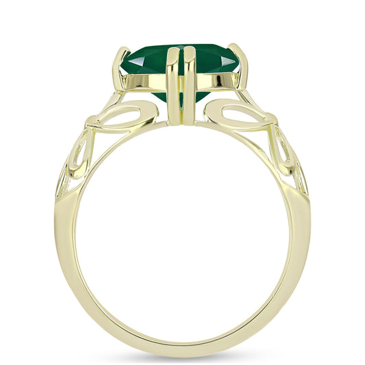 Inel din Argint 925 Placat cu Aur ( 3.04 grame ) cu Agat Verde 3.56 Carate
