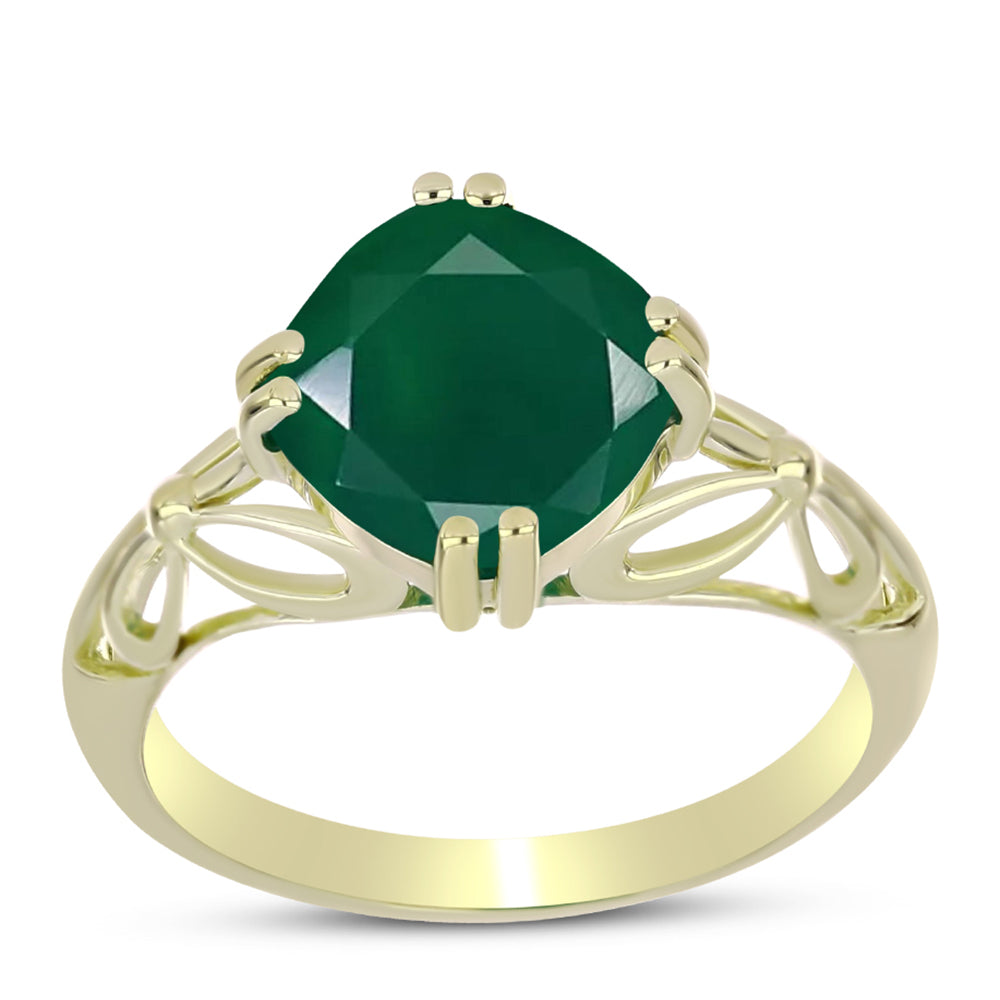 Inel din Argint 925 Placat cu Aur ( 3.04 grame ) cu Agat Verde 3.56 Carate 3 