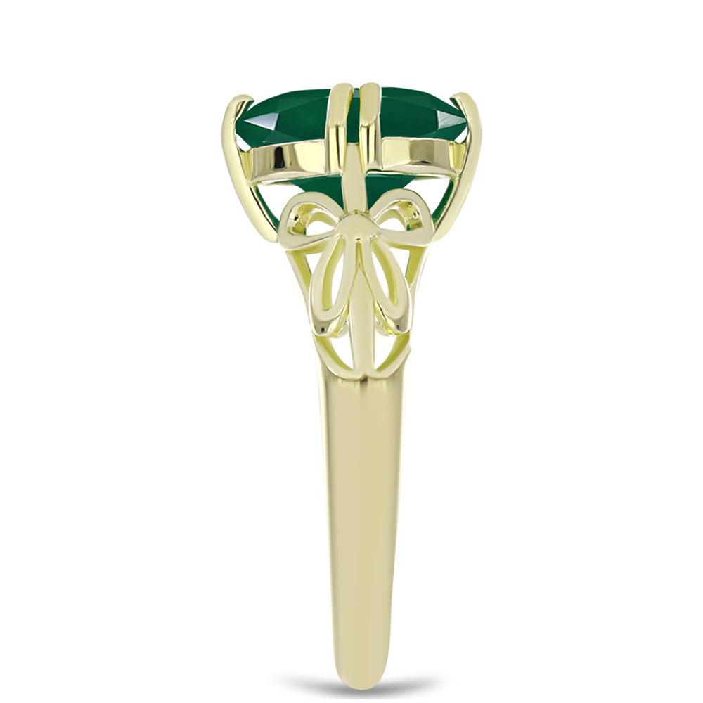 Inel din Argint 925 Placat cu Aur ( 3.04 grame ) cu Agat Verde 3.56 Carate 4 