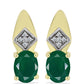 Cercei din Argint 925 Placat cu Aur ( 3.46 grame ) cu Agat Verde și Topaz Alb 2.38 Carate