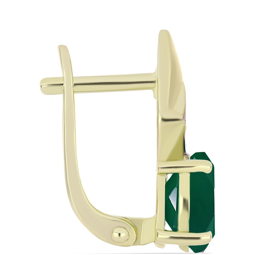 Cercei din Argint 925 Placat cu Aur ( 3.46 grame ) cu Agat Verde și Topaz Alb 2.38 Carate 2 