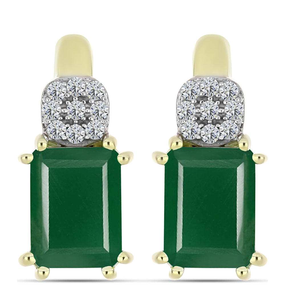 Cercei din Argint 925 Placat cu Aur ( 3.83 grame ) cu Agat Verde și Topaz Alb 3.11 Carate