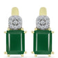 Cercei din Argint 925 Placat cu Aur ( 3.83 grame ) cu Agat Verde și Topaz Alb 3.11 Carate