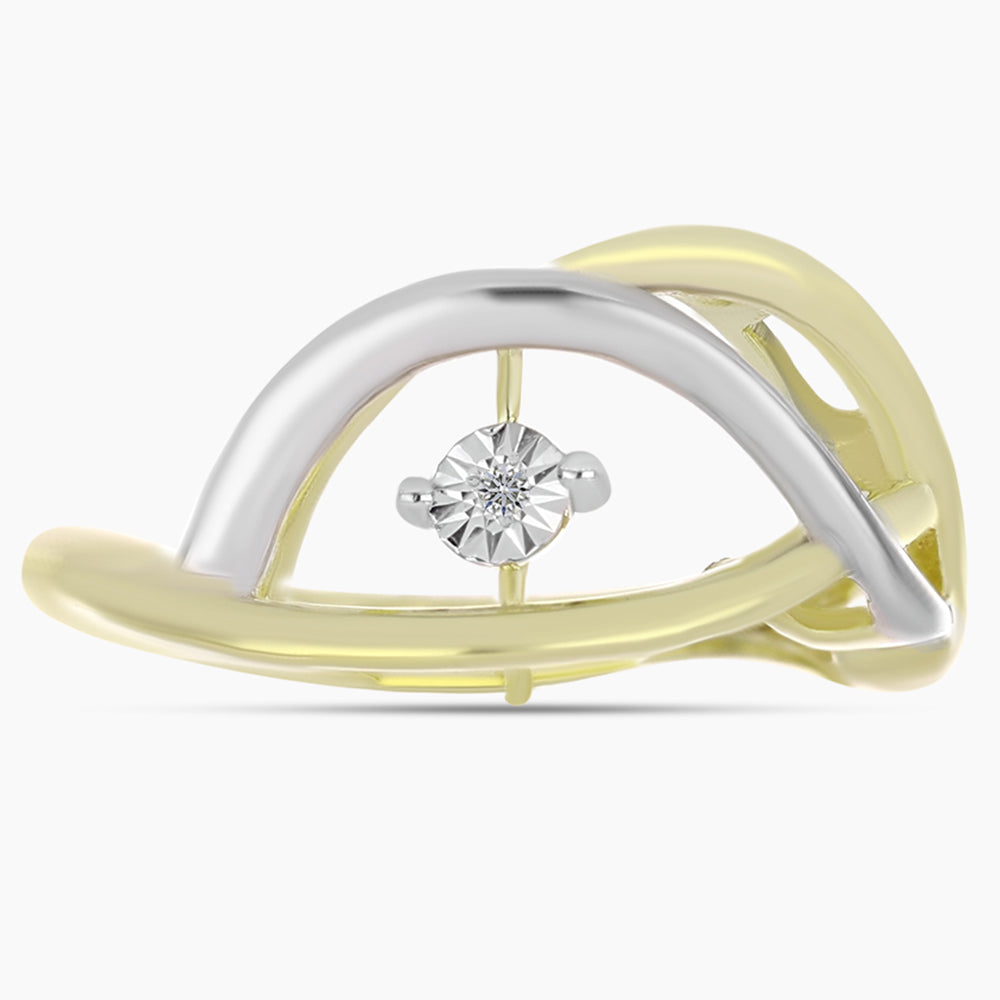 Inel din Argint 925 Placat cu Aur ( 3.16 grame ) cu Diamant Alb 0.01 Carate 1 