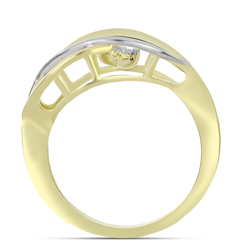 Inel din Argint 925 Placat cu Aur ( 3.16 grame ) cu Diamant Alb 0.01 Carate 2 