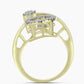 Inel din Argint 925 Placat cu Aur ( 3.79 grame ) cu Diamant Alb și Topaz Alb 0.27 Carate