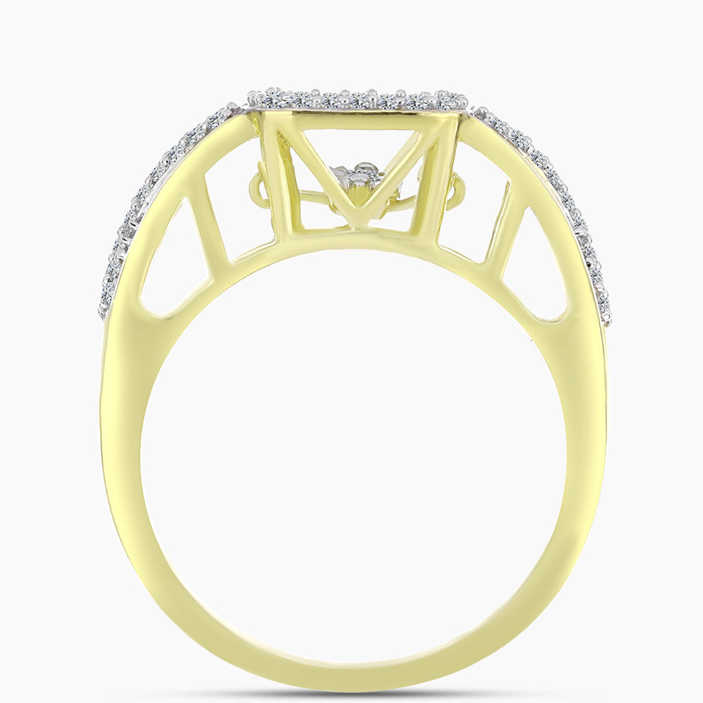 Inel din Argint 925 Placat cu Aur ( 4.25 grame ) cu Diamant Alb și Topaz Alb 0.37 Carate 2 