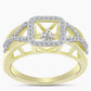 Inel din Argint 925 Placat cu Aur ( 4.25 grame ) cu Diamant Alb și Topaz Alb 0.37 Carate