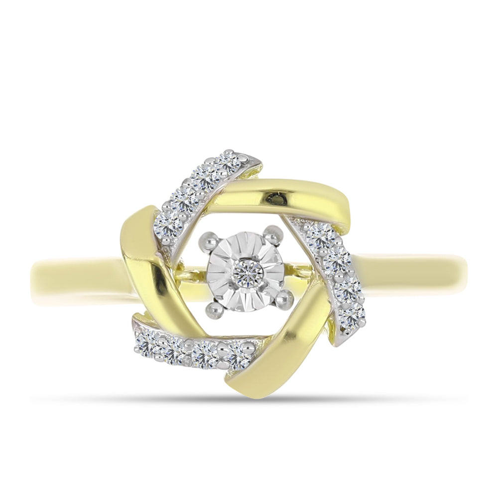 Inel din Argint 925 Placat cu Aur ( 2.88 grame ) cu Diamant Alb și Topaz Alb 0.12 Carate 1 