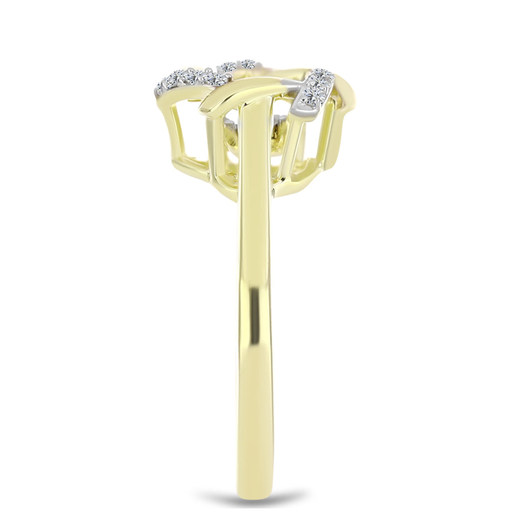 Inel din Argint 925 Placat cu Aur ( 2.88 grame ) cu Diamant Alb și Topaz Alb 0.12 Carate 8 