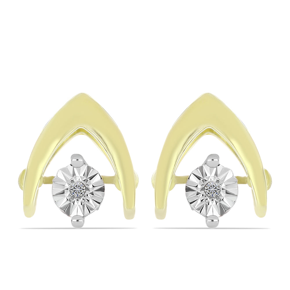Cercei din Argint 925 Placat cu Aur ( 2.2 grame ) cu Diamant Alb 0.01 Carate