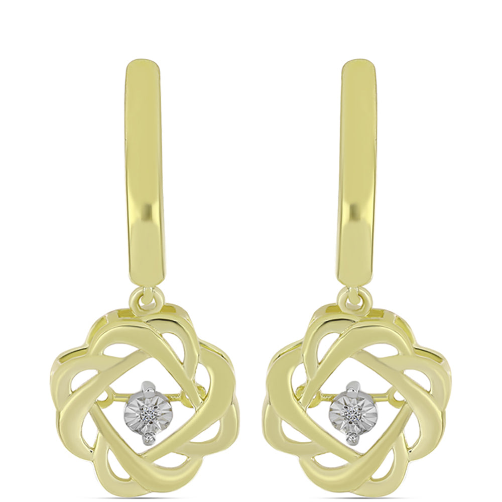 Cercei din Argint 925 Placat cu Aur ( 6.67 grame ) cu Diamant Alb 0.01 Carate 1 