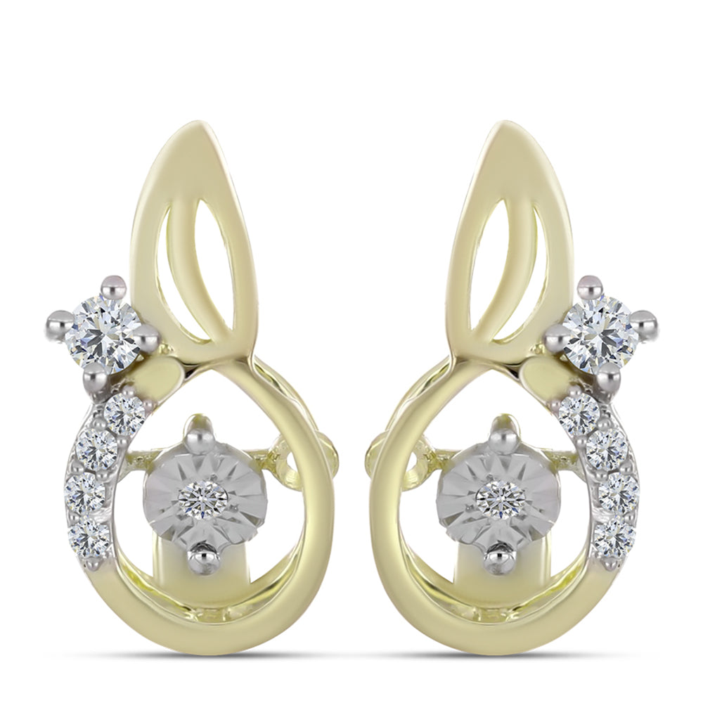 Cercei din Argint 925 Placat cu Aur ( 2.79 grame ) cu Diamant Alb și Topaz Alb 0.14 Carate