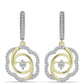 Cercei din Argint 925 Placat cu Aur ( 4.69 grame ) cu Diamant Alb și Topaz Alb 0.65 Carate