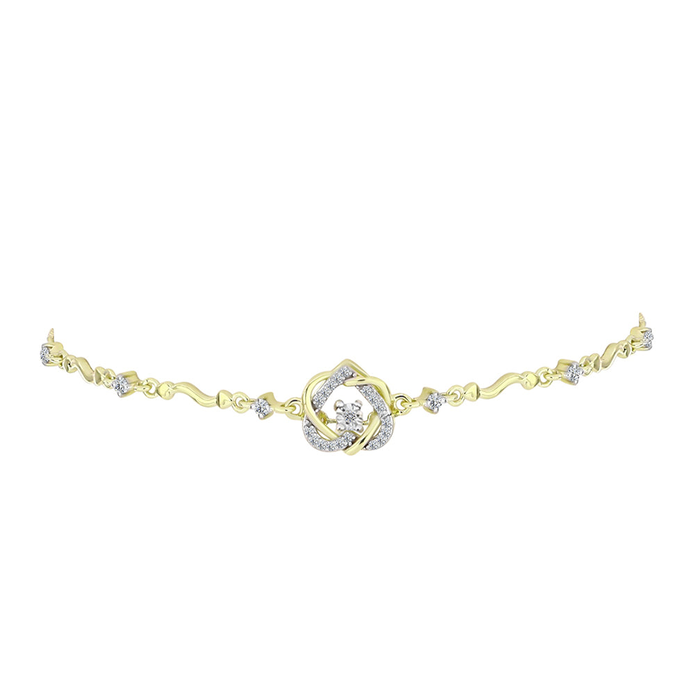 Brățară din Argint 925 Placat cu Aur ( 4.13 grame ) cu Diamant Alb și Topaz Alb 0.34 Carate