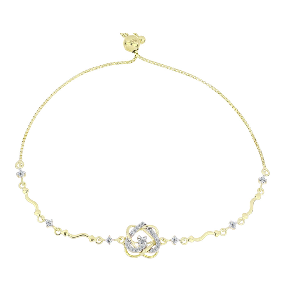 Brățară din Argint 925 Placat cu Aur ( 4.13 grame ) cu Diamant Alb și Topaz Alb 0.34 Carate