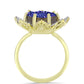 Inel din Argint 925 Placat cu Aur ( 5.56 grame ) cu Drusă Violet și Topaz Alb 6.04 Carate