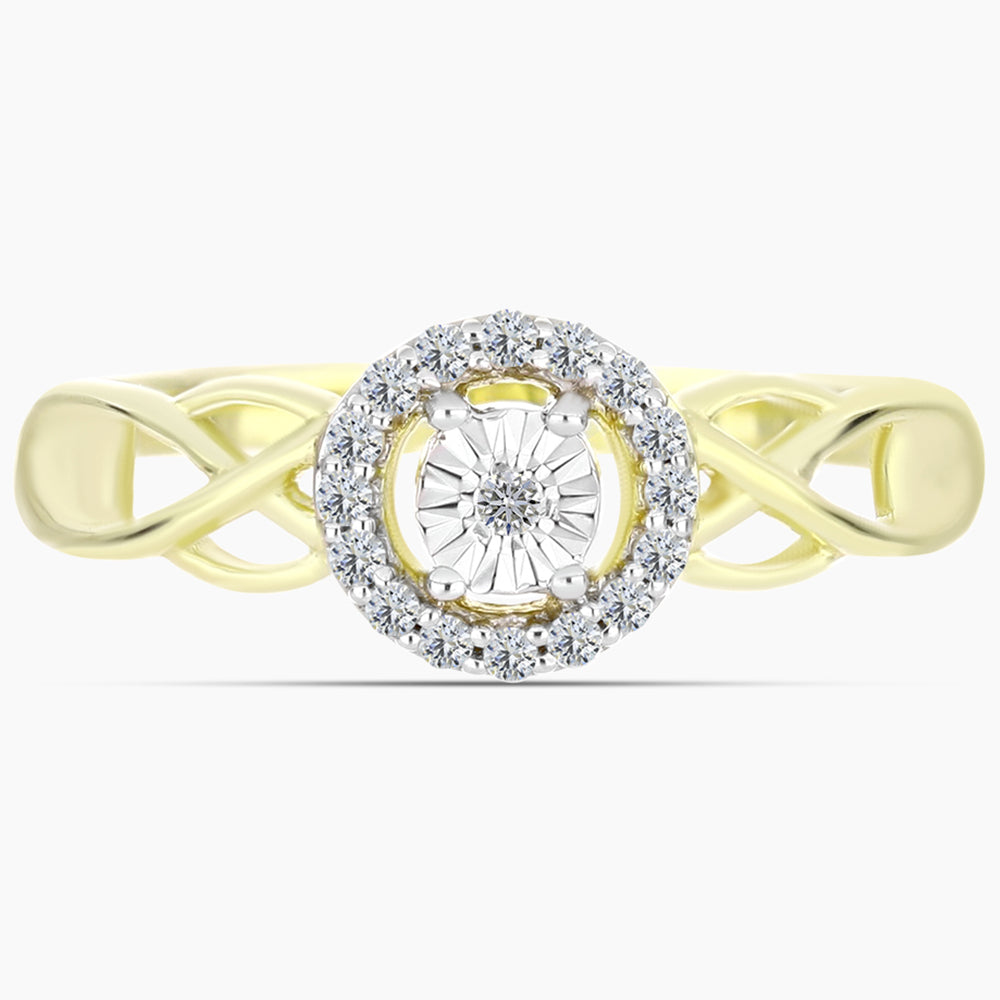 Inel din Argint 925 Placat cu Aur ( 2.2 grame ) cu Diamant Alb și Topaz Alb 0.14 Carate 1 